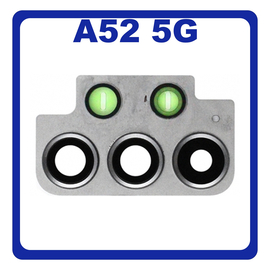 Γνήσια Original Samsung Galaxy A52 5G (SM-A526B, SM-A526B/DS) Deco Camera Frame Πλαίσιο Κάμερας + Camera Lens Τζαμάκι Κάμερας Black Μαύρο GH98-46287A (Service Pack By Samsung)