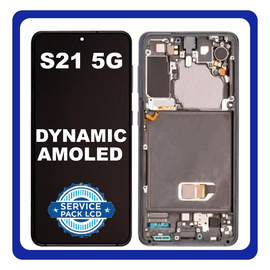 Γνήσιο Original Samsung Galaxy S21 5G 2021 (SM-G991B, SM-G991B/DS) Dynamic AMOLED LCD Display Screen Assembly Οθόνη + Touch Screen Digitizer Μηχανισμός Αφής + Frame Bezel Πλαίσιο Σασί + Front Camera Phantom Gray Γκρι GH82-24544A (Service Pack By Samsung)