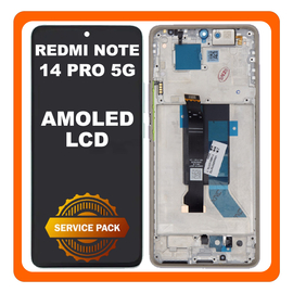 Γνήσια Original Xiaomi Redmi Note 14 Pro 5G (24090RA29G) AMOLED LCD Display Screen Assembly Οθόνη + Touch Screen Digitizer Μηχανισμός Αφής + Frame Bezel Πλαίσιο Σασί Lavender Purple Μωβ 56002400O1600 (Service Pack By Xiaomi)