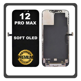 HQ OEM Συμβατό Με Apple iPhone 12 Pro Max, iPhone 12 ProMax (A2411, A2342) SOFT OLED LCD Display Screen Assembly Οθόνη + Touch Screen Digitizer Μηχανισμός Αφής Black Μαύρο (Premium A+)