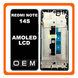 HQ OEM Συμβατό Με Xiaomi Redmi Note 14S (2502FRA65G) AMOLED LCD Display Screen Assembly Οθόνη + Touch Screen Digitizer Μηχανισμός Αφής + Frame Bezel Σασί Blue Μπλε (Premium A+)