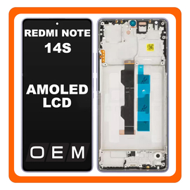 HQ OEM Συμβατό Με Xiaomi Redmi Note 14S (2502FRA65G) AMOLED LCD Display Screen Assembly Οθόνη + Touch Screen Digitizer Μηχανισμός Αφής + Frame Bezel Σασί Purple Μωβ (Premium A+)