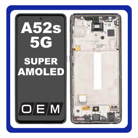 HQ OEM Συμβατό Με Samsung Galaxy A52s 5G (SM-A528B, SM-A528B/DS) Super AMOLED LCD Display Screen Assembly Οθόνη + Touch Screen Digitizer Μηχανισμός Αφής + Frame Bezel Πλαίσιο Σασί Black Μαύρο (Premium A+)