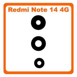 HQ OEM Συμβατό Με Xiaomi Redmi Note 14 4G, Redmi Note14 4G (24117RN76G, 24117RN76O) Camera Lens Τζαμάκι Κάμερας Black Μαύρο (Premium A+)