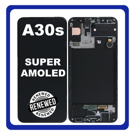 Γνήσια Original Samsung Galaxy A30s (SM-A307F, SM-A307FN,) Super AMOLED LCD Display Screen Assembly Οθόνη + Touch Screen Digitizer Μηχανισμός Αφής + Frame Bezel Πλαίσιο Σασί Black Μαύρο GH82-21190A (Renewed)