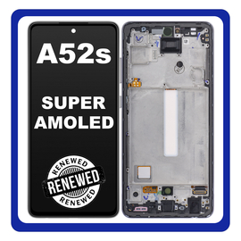 Γνήσια Original Samsung Galaxy A52s 5G (SM-A528B, SM-A528B/DS) Super AMOLED LCD Display Screen Assembly Οθόνη + Touch Screen Digitizer Μηχανισμός Αφής + Frame Bezel Πλαίσιο Σασί Black Μαύρο GH82-26861A (Renewed)