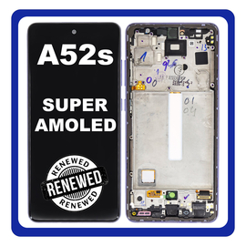 Γνήσια Original Samsung Galaxy A52s 5G (SM-A528B, SM-A528B/DS) Super AMOLED LCD Display Screen Assembly Οθόνη + Touch Screen Digitizer Μηχανισμός Αφής + Frame Bezel Πλαίσιο Σασί Violet Μωβ GH82-26861C (Renewed)