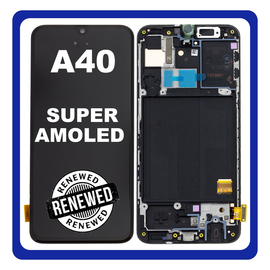 Γνήσια Original Samsung Galaxy A40 2019 (SM-A405F) Οθόνη LCD Display Screen + Touch Screen DIgitizer Μηχανισμός Αφής + Frame Πλαίσιο Black Μαύρο GH82-19672A (Renewed)