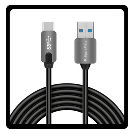 Kruger & Matz USB 3.0 Cable USB-C male - USB-A 10W 1m KM0348 Black Μαύρο