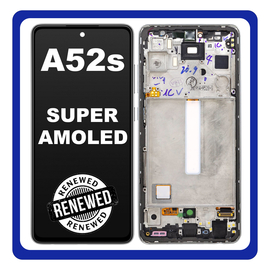 Γνήσια Original Samsung Galaxy A52s 5G (SM-A528B, SM-A528B/DS) Super AMOLED LCD Display Screen Assembly Οθόνη + Touch Screen Digitizer Μηχανισμός Αφής + Frame Bezel Πλαίσιο Σασί White Άσπρο GH82-26861D (Renewed)