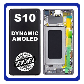 Γνήσια Original Samsung Galaxy S10 , (SM-G973F/DS)  Οθόνη LCD Display Screen + Touch Screen DIgitizer Μηχανισμός Αφής + Frame Πλαίσιο Black GH82-18850A (Renewed)