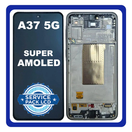 Γνήσια Original Samsung Galaxy A37 5G (SM-A376E, SM-A376E/DS) Super AMOLED LCD Display Screen Assembly Οθόνη + Touch Screen Digitizer Μηχανισμός Αφής + Frame Bezel Σασί Πλαίσιο Black Μαύρο GH82-39232A (Service Pack By Samsung)