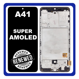 Γνήσια Original Samsung Galaxy A41 2020 (SM-A415F) Super AMOLED Οθόνη LCD Display Screen + Touch Screen DIgitizer Μηχανισμός Αφής + Frame Πλαίσιο Black GH82-22860A (Renewed)