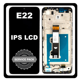 Γνήσια Original Motorola Moto E22, IPS LCD Display Screen Assembly Οθόνη + Touch Screen Digitizer Μηχανισμός Αφής + Frame Bezel Πλαίσιο Σασί Black Μαύρο 5D68C21594 (Service Pack By Motorola)