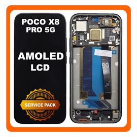 Γνήσια Original Xiaomi X8 PRO 5G (2511FPC34G) AMOLED Display Screen Assembly Οθόνη + Touch Screen Digitizer Μηχανισμός Αφής + Frame Bezel Πλαίσιο Σασί Black Μαύρο 56001300P1000 (Service Pack By Xiaomi)