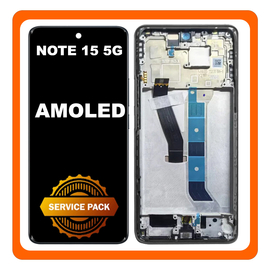 Γνήσια Original Xiaomi Redmi Note 15 5G (25096RA9BG, 25098RA98G) AMOLED LCD Display Screen Assembly Οθόνη + Touch Screen Digitizer Μηχανισμός Αφής + Frame Bezel Πλαίσιο Σασί Black Μαύρο 56002400P1700 (Service Pack By Xiaomi)