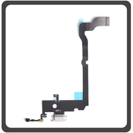 HQ OEM Apple iPhone XS (A2097, A1920, A2100) Charging Dock Connector Lightning Flex Καλωδιοταινία Κονέκτορας Φόρτισης + Microphone Μικρόφωνο Gray