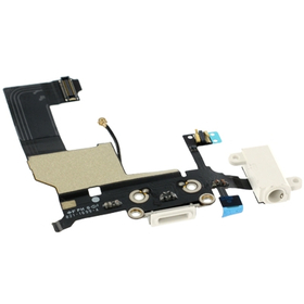 Original Iphone 5 Dock Charge Connector flex and Headphone Jack White Καλωδιοταινία φόρτισης & Υποδοχή Ακουστικών