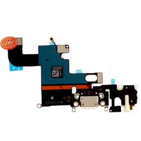 HQ OEM Iphone 6, Iphone6, 6g (A1549, A1586, A1589, A1522, A1524, A1593, iPhone7,2) Dock Charge Connector flex and Headphone Jack Καλωδιοταινία φόρτισης & Υποδοχή Ακουστικών White Άσπρο (Grade AAA+++)