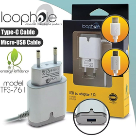 Loophole ac Adapter Type-c & Micro-b Silver