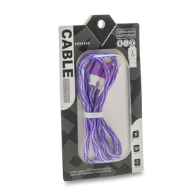 Πλεκτό Καλώδιο Φόρτισης - Δεδομένων Micro usb Purple 1m