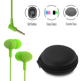 Stereo hi-fi Earphones Green +Θηκη+ usb to Micro