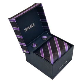 Σετ Γραβάτα με Ποσέτ Purple Fishbone