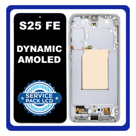 Γνήσια Original Samsung Galaxy S25 FE 5G (SM-S731B, SM-S731B/DS) Dynamic AMOLED 2X Display Screen Assembly Οθόνη + Touch Screen Digitizer Μηχανισμός Αφής + Frame Bezel Πλαίσιο Σασί White Άσπρο GH82-38431B (Service Pack) (Asmbld)