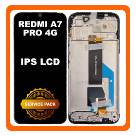 Γνήσια Original Xiaomi Redmi A7 Pro 4G (25128RN17Y, 25128RN17A) IPS LCD Display Screen Assembly Οθόνη + Touch Screen Digitizer Μηχανισμός Αφής + Frame Bezel Πλαίσιο Σασί Black Μαύρο 560001LIAAN00 (Service Pack By Xiaomi)