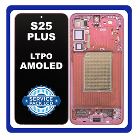 Γνήσια Original Samsung Galaxy S25 Plus S25+ (SM-S936B, SM-S936B/DS) Dynamic LTPO AMOLED 2X LCD Display Screen Assembly Οθόνη + Touch Screen Digitizer Μηχανισμός Αφής + Frame Πλαίσιο Coral Red Κόκκινο GH82-36368G​ (Service Pack) (Asmbld)