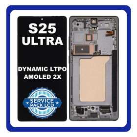 Γνήσια Original Samsung Galaxy S25 Ultra (SM-S938B, SM-S938B/DS) Dynamic LTPO AMOLED 2X LCD Display Screen Assembly Οθόνη + Touch Screen Digitizer Μηχανισμός Αφής + Frame Μεσαίο Πλαίσιο Titanium Gray Γκρι GH82-36387A (Service Pack) (Asmbld)