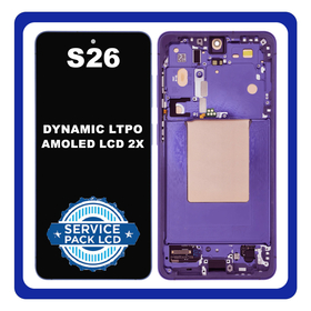 Γνήσια Original Samsung Galaxy S26 (SM-S942B, SM-S942B/DS) Dynamic LTPO AMOLED 2X LCD Display Screen Assembly Οθόνη + Touch Screen Digitizer Μηχανισμός Αφής + Frame Μεσαίο Πλαίσιο Violet Βιολετί GH82-38877C (Service Pack) (Asmbld)