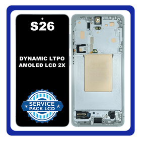 Γνήσια Original Samsung Galaxy S26 (SM-S942B, SM-S942B/DS) Dynamic LTPO AMOLED 2X LCD Display Screen Assembly Οθόνη + Touch Screen Digitizer Μηχανισμός Αφής + Frame Μεσαίο Πλαίσιο White Άσπρο GH82-39192D (Service Pack) (Asmbld)