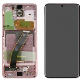 Γνήσια Original Samsung Galaxy S20 5G (SM-G981, SM-G981F), Samsung Galaxy S20 4G (SM-G980, SM-G980F) Dynamic AMOLED Οθόνη LCD Display Screen + Touch Screen DIgitizer Μηχανισμός Αφής + Frame Πλαίσιο GH82-22123C Cloud Pink (Service Pack)