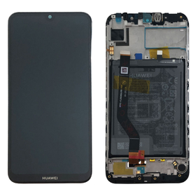 Γνήσια Original Huawei Y7 2019 (DUB-L21,DUB-LX1) Lcd Screen Display Οθόνη + Touch Screen Digitizer Μηχανισμός Αφής + Πλαίσιο Frame Bezel + Battery Μπαταρία 02352KCV Μαύρο Black​​
