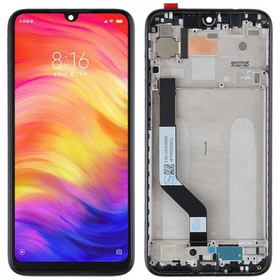 Γνήσιο Original Xiaomi Redmi Note 7, Note7 (M1901F7G) Lcd Screen Display Οθόνη + Touch Screen Digitizer Μηχανισμός Αφής + Frame Πλαίσιο Σασί  Black Μαύρο (Service Pack By Xiaomi) 5606100920C7