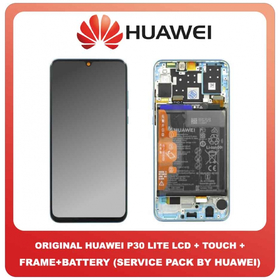 Original Γνήσια Huawei P30 Lite (MAR-L01A, MAR-L21A, MAR-LX1A) Lcd Screen Display Οθόνη + Touch Screen Digitizer Μηχανισμός Αφής + Πλαίσιο Frame Bezel + Battery Μπαταρία Breathing Crystal 02352VBG (Service Pack By Huawei)