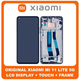 Γνήσια Original Xiaomi Mi 11 Lite 4G (M2101K9AG), Mi 11 Lite 5G (M2101K9G), LCD Display Assembly Screen Οθόνη + Touch Screen Digitizer Μηχανισμός Αφής + Frame Bezel Πλαίσιο Black Μαύρο 56000200K900 (Service Pack By Xiaomi)