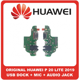 Γνήσια Original Huawei P20 Lite 2019, P20Lite 2019 USB Type-C Charging Dock Connector Flex Sub Board, Καλωδιοταινία Υπό Πλακέτα Φόρτισης + Microphone Μικρόφωνο + Audio Jack Θύρα Ακουστικών (Service Pack By Huawei)