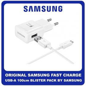 Γνήσια Original Samsung Fast Charge 5V 2A USB-A To Micro USB 15W Cable Καλώδιο 100cm  White Άσπρο Blister EP-TA20EWE & ECB-DU4AWE (Blister Pack by Samsung)