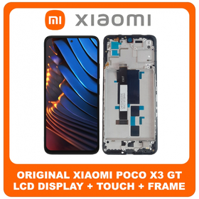 Γνήσια Original Xiaomi Poco X3 GT, PocoX3 GT (21061110AG) IPS LCD Display Screen Assembly Οθόνη + Touch Screen Digitizer Μηχανισμός Αφής + Frame Bezel Πλαίσιο Σασί Black Μαύρο 560003K10A00 (Service Pack By Xiaomi)