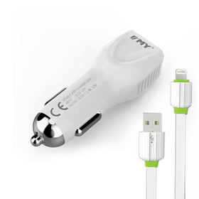 Φορτιστη Πρίζας Αυτοκινήτου, εμυ my-112, 5v 2.4α, Universal, 2xusb, Lightning (Iphone 5/6/7) Καλώδιο - 14439