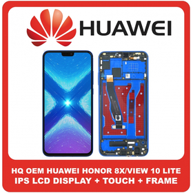 HQ OEM Συμβατό Για Huawei Honor 8X, Honor View 10 Lite (JSN-LX1, JSN-L21, JSN-L42) IPS LCD Display Screen Assembly Οθόνη + Touch Screen Digitizer Μηχανισμός Αφής + Frame Bezel Πλαίσιο Σασί Blue Μπλε (Grade AAA+++)