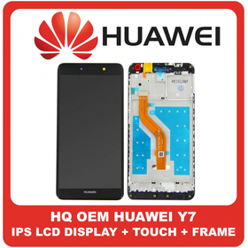 HQ OEM Συμβατό Για Huawei Y7 2017 ​, HuaweiY7 2017​ (TRT-L53, TRT-L21A) IPS LCD Display Screen Assembly Οθόνη + Touch Screen Digitizer Μηχανισμός Αφής + Frame Bezel Πλαίσιο Σασί  Black Μαύρο (Grade AAA+++)