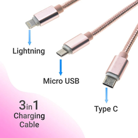 Triple usb Cable Data-Charge Pink