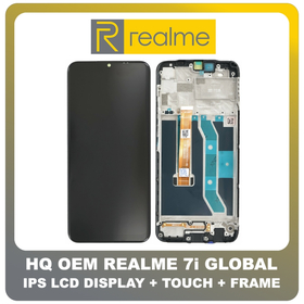 HQ OEM Συμβατό Για Realme 7i (Global) IPS LCD Display Screen Assembly Οθόνη + Touch Screen Digitizer Μηχανισμός Αφής + Frame Bezel Πλαίσιο Σασί Black Μαύρο (Grade AAA+++)