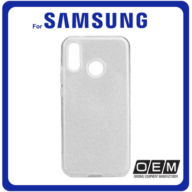 Θήκη Πλάτης - Back Cover, Silicone Σιλικόνη Glitter TPU Silver Ασημί For Samsung A20e