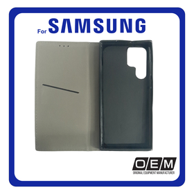 Θήκη Book, Magnetic Leather Δερματίνη Black Μαύρο For Samsung S22 Ultra 5G