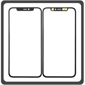 HQ OEM Συμβατό Με Apple iPhone 11 Pro, iPhone 11Pro (A2215, A2160, A2217, iPhone12,3) Premium Aftermarket Front Glass For Refurbished Μπροστινό Τζαμάκι Για Ανακατασκευή + Frame Πλαίσιο Black Μαύρο (Premium A+​)
