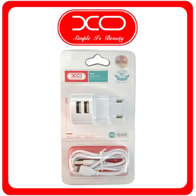 XO Φορτιστής με 2 Θύρες USB-A και Καλώδιο Lightning White Λευκός (L62)